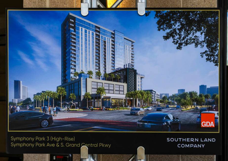 Architectural rendering of Symphony Park 3 on display as the Southern Land Company hosts a cere ...