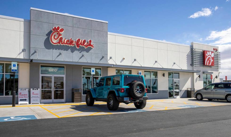 A Chick-Fil-A restaurant is seen at Centennial Center Boulevard on Thursday, March 10, 2022, in ...