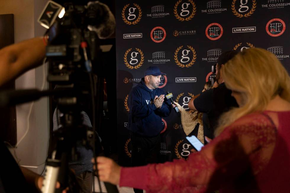 Garth Brooks speaks during a news conference ahead of his "Garth Brooks/PLUS ONE" res ...