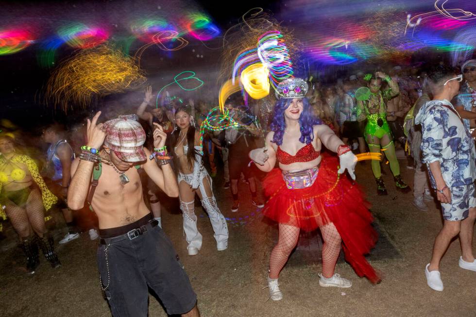 Attendees dance at the Bionic Jungle during the second day of electronic dance music festival E ...