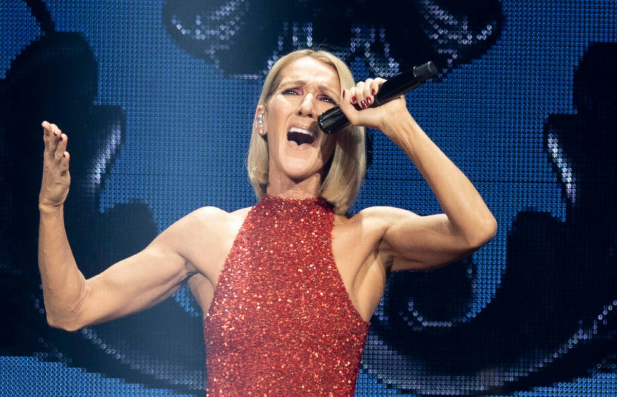 Celine Dion performs during her Courage tour in Quebec City on Sept. 18, 2019. (Jacques Boissi ...