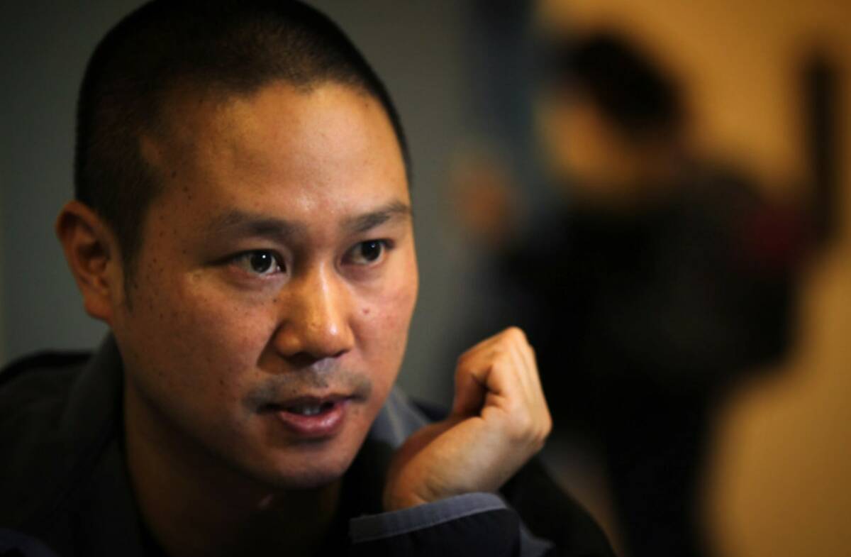 Tony Hsieh speaks during an interview at The Beat Coffehouse in Las Vegas in 2012. (File/Las Ve ...