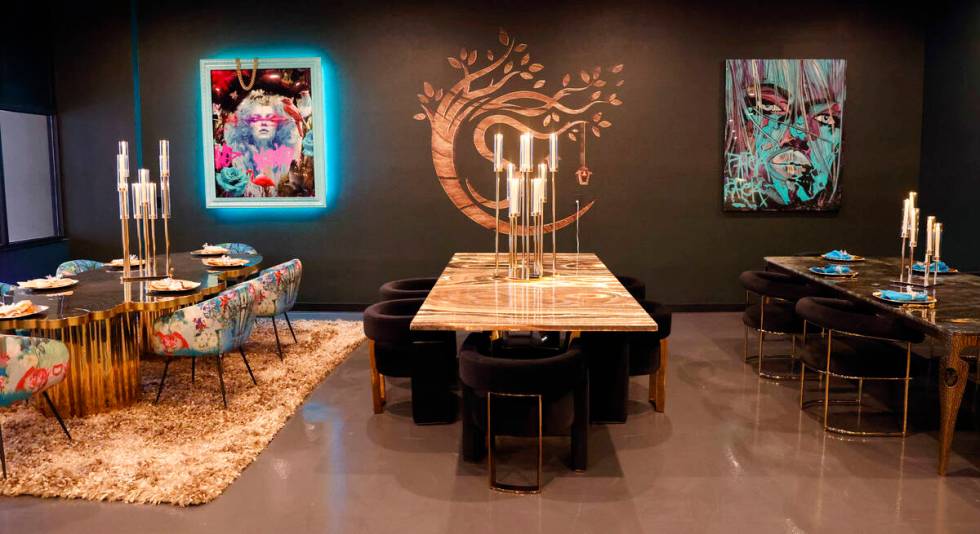 Dining room tables are displayed at Sanctuary Furniture, on Thursday, May 25, 2023, in Las Vega ...