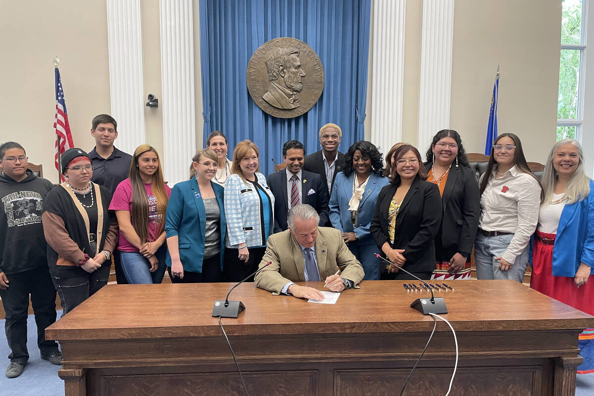 Gov. Joe Lombardo signs Assembly Bill 73 Thursday, May 25, 2023, in Carson City. (Courtesy photo)