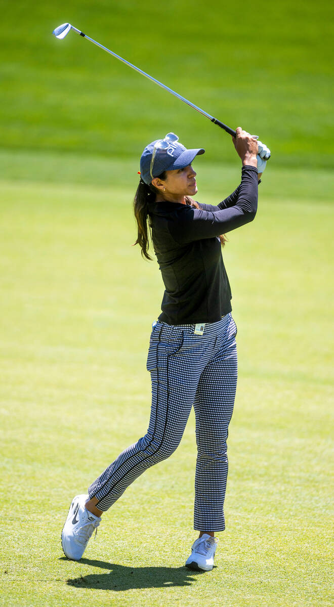 Paula Reto aims for the green on hole 7 during the third day of Bank of Hope LPGA Match Play at ...