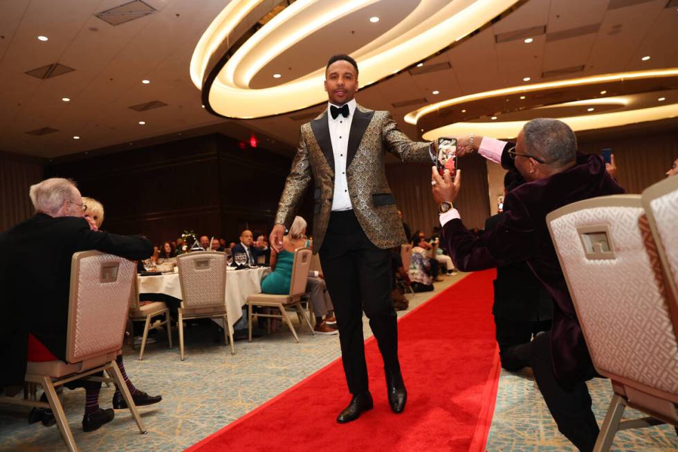 Retired boxer Andre Ward is honored during the Nevada Boxing Hall of Fame Induction Ceremony at ...