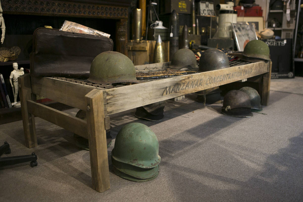 A bed from Manzanar, a Japanese Internment Camp, previously owned by Lonnie Hammargren, is seen ...