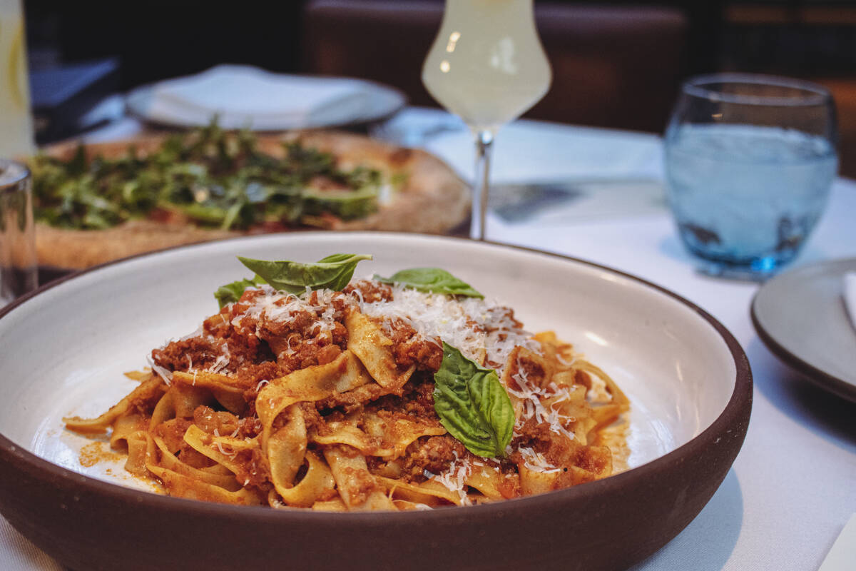 Fettuccine Bolognese is among the dishes being served at Osteria Costa in The Mirage on the Str ...