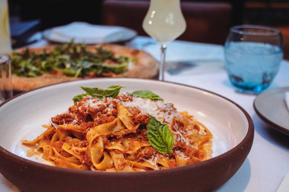 Fettuccine Bolognese is among the dishes being served at Osteria Costa in The Mirage on the Str ...