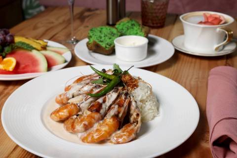 “Ginataan na hipon,” shrimp and coconut milk, at Pink Duck Kitchen in Henderson Thursday, M ...