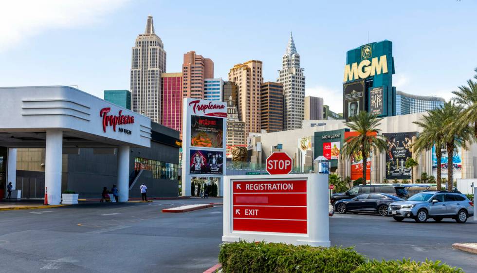 Tropicana exterior for possible A's stadium site build on Wednesday, May 17, 2023, in Las Vegas ...
