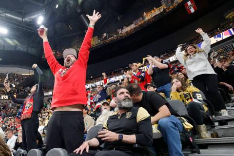 Florida Panthers fans react after Florida Panthers center Eric Staal (12) scored a goal against ...