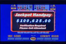 A video poker player won $100,625 on Friday, June 2, 2023, at Caesars Palace in Las Vegas. (Cae ...