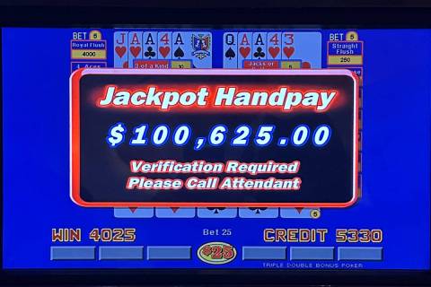 A video poker player won $100,625 on Friday, June 2, 2023, at Caesars Palace in Las Vegas. (Cae ...