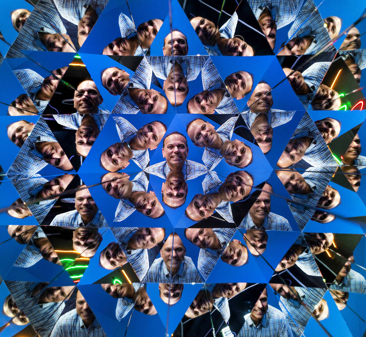 Sales and marketing manager Billy Pierro in a multitude of reflections within the Kaleidoscope ...