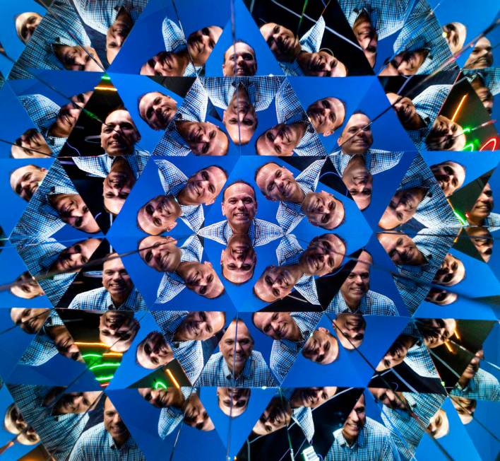 Sales and marketing manager Billy Pierro in a multitude of reflections within the Kaleidoscope ...
