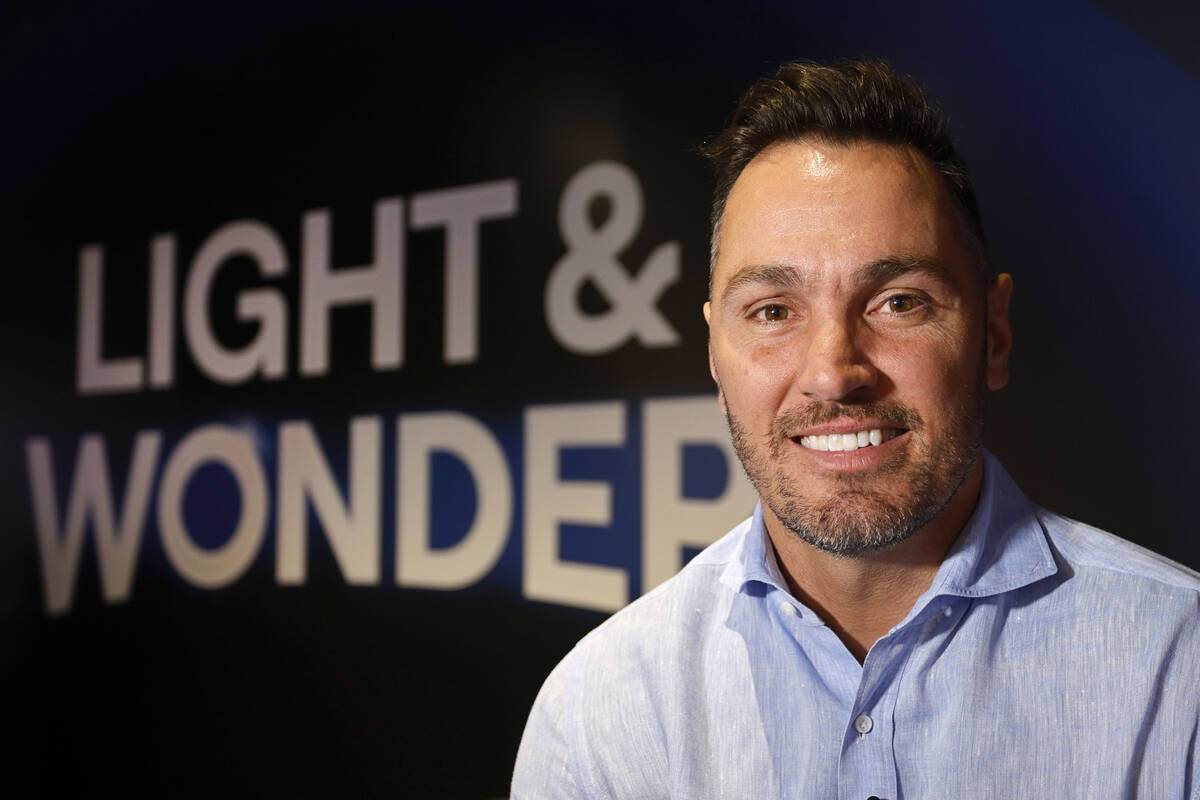 Light & Wonder CEO Matt Wilson poses for a photo in the company’s showroom, Monday, ...