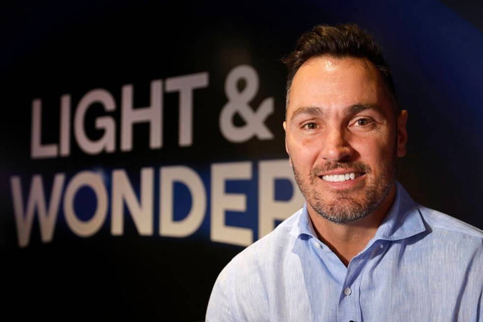 Light & Wonder CEO Matt Wilson poses for a photo in the company’s showroom, Monday, ...