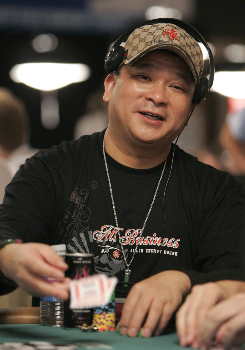 Professional poker player Johnny Chan plays during the $10,000 buy-in main event of the World S ...