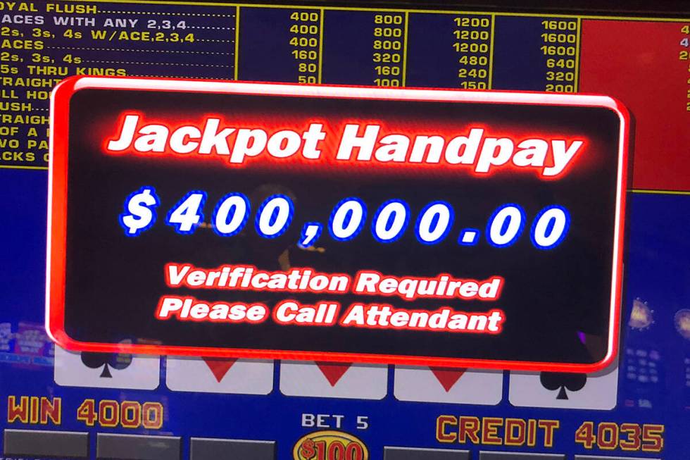 A video poker player at Caesars Palace won $400,000 after hitting four aces with a kicker Sunda ...