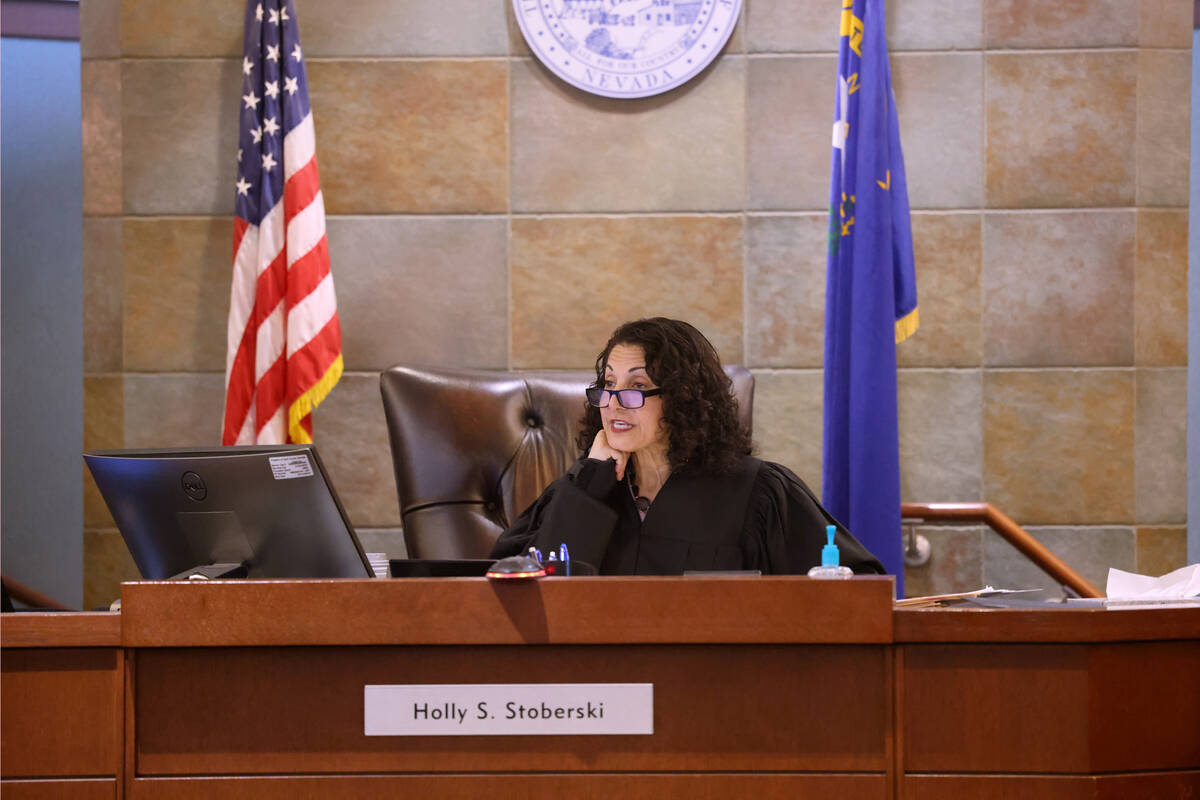 Judge Holly Stoberski presides in court at the Regional Justice Center Las Vegas Wednesday, Jun ...