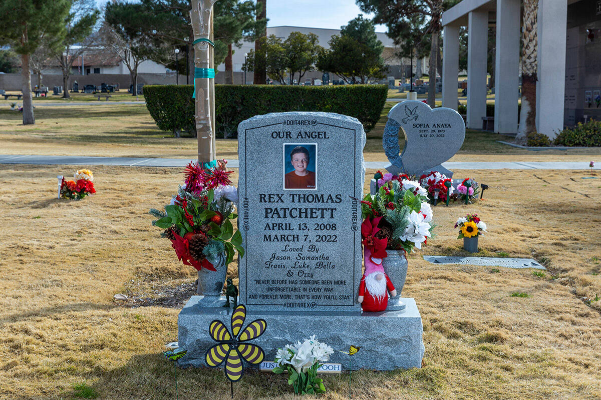 Headstone of Rex Patchett at the Palm Boulder Highway Mortuary & Cemetery in February 2023 in H ...