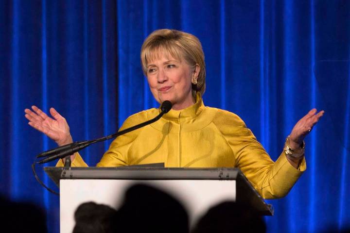 Hillary Clinton speaks in New York in 2017. (AP Photo/Kevin Hagen)