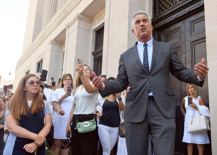 FILE - Attorney Robert F. Kennedy Jr. speaks outside the Albany County Courthouse, Aug. 14, 201 ...
