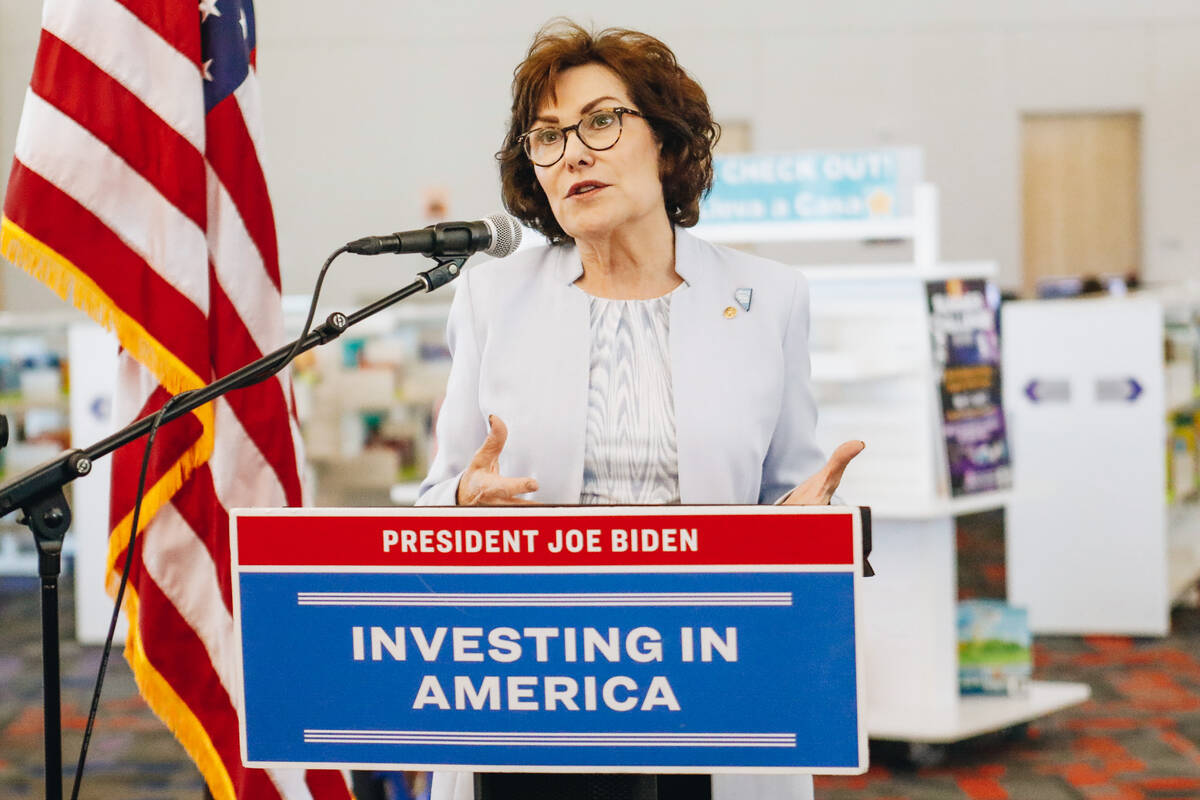 Sen. Jacky Rosen speaks about expanding high-speed internet access across the state of Nevada d ...