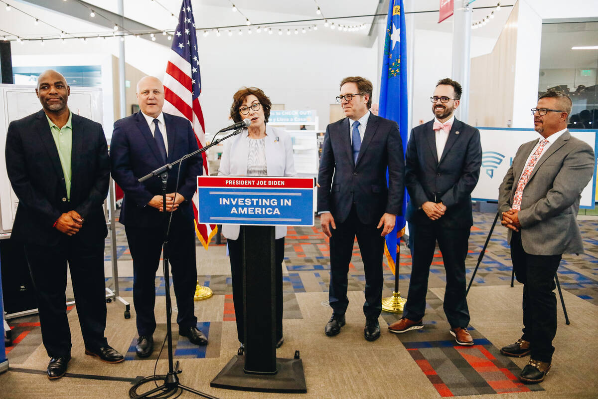 Sen. Jacky Rosen speaks about the funding that she secured to expand high-speed internet access ...