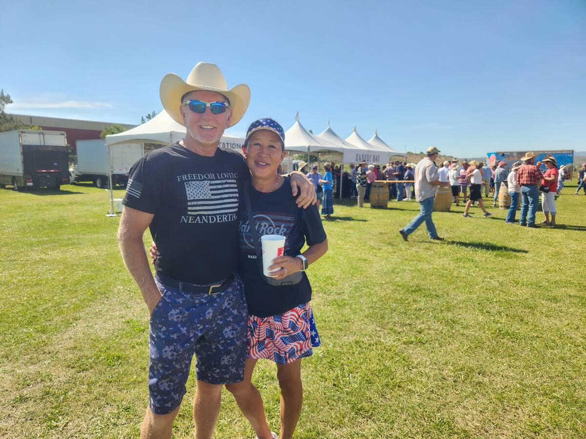 Patti Roberts and Tony Latos, residents of Truckee, Calif., pose for a photo at the 8th Annual ...