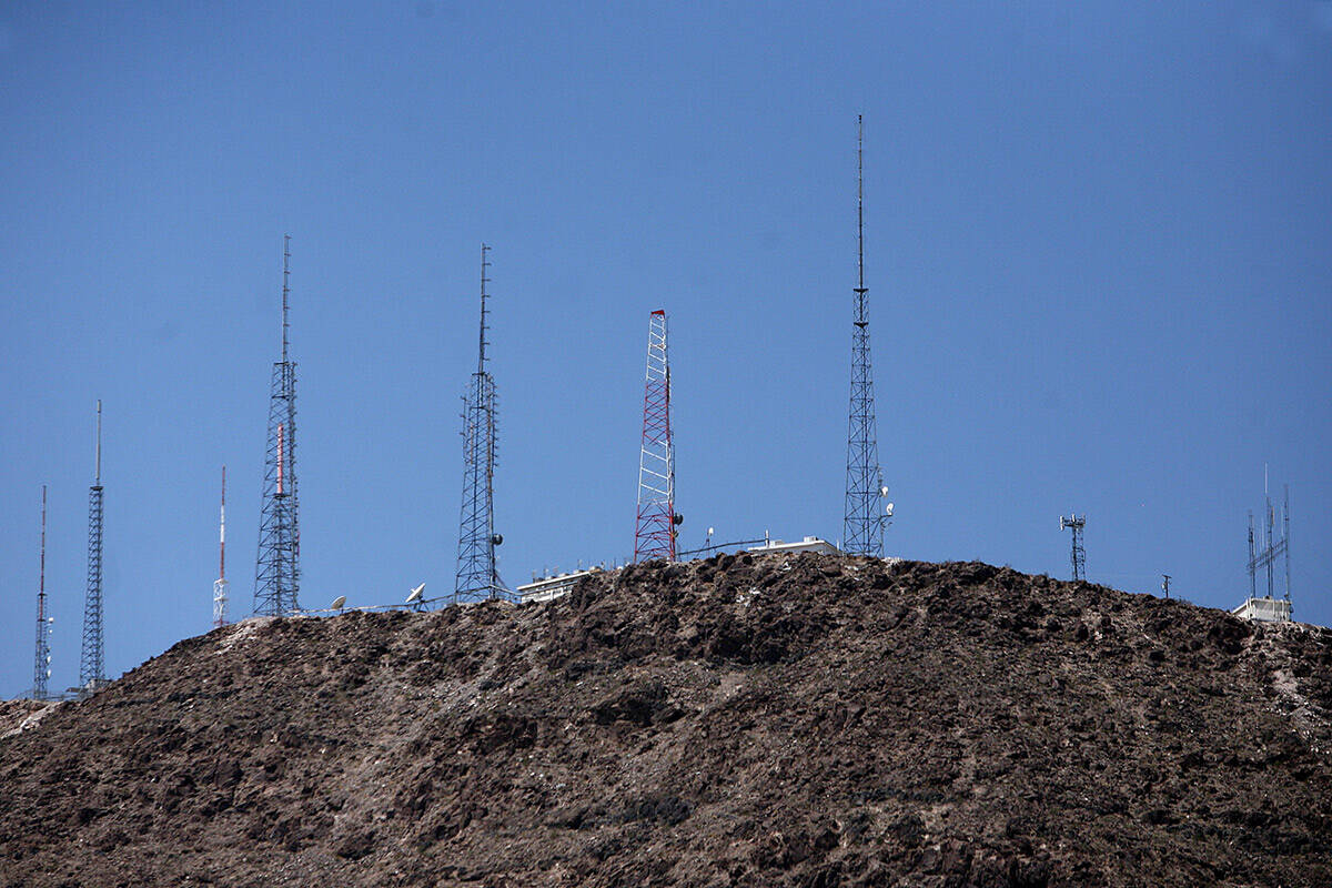 Towers on an unnamed peak in Henderson. (Marlene Karas)