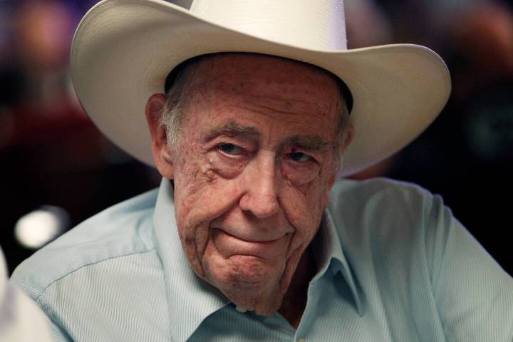 FILE - Doyle Brunson plays on the third day of the World Series of Poker main event in Las Vega ...