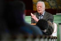 FILE - Former President Jimmy Carter teaches Sunday school at Maranatha Baptist Church, in Plai ...