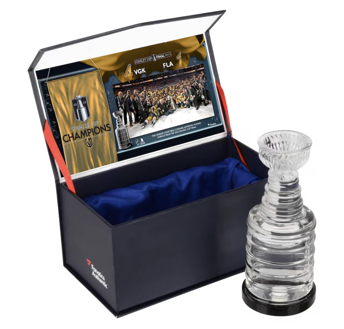 A crystal Stanley Cup filled with ice from the Stanley Cup Final is selling for $79.99. (Fanati ...
