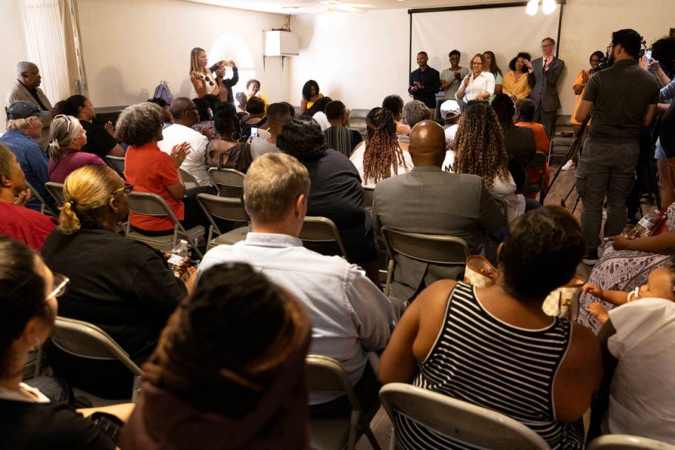 The room is pack as Sen. Dina Neal, D-North Las Vegas, explains a bill she sponsored to help re ...