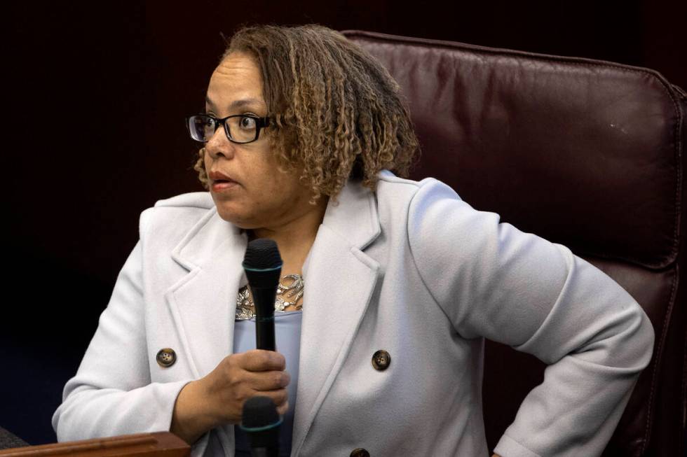 Sen. Dina Neal, D-North Las Vegas, introduces a bill in the Senate during the 82nd Session of t ...