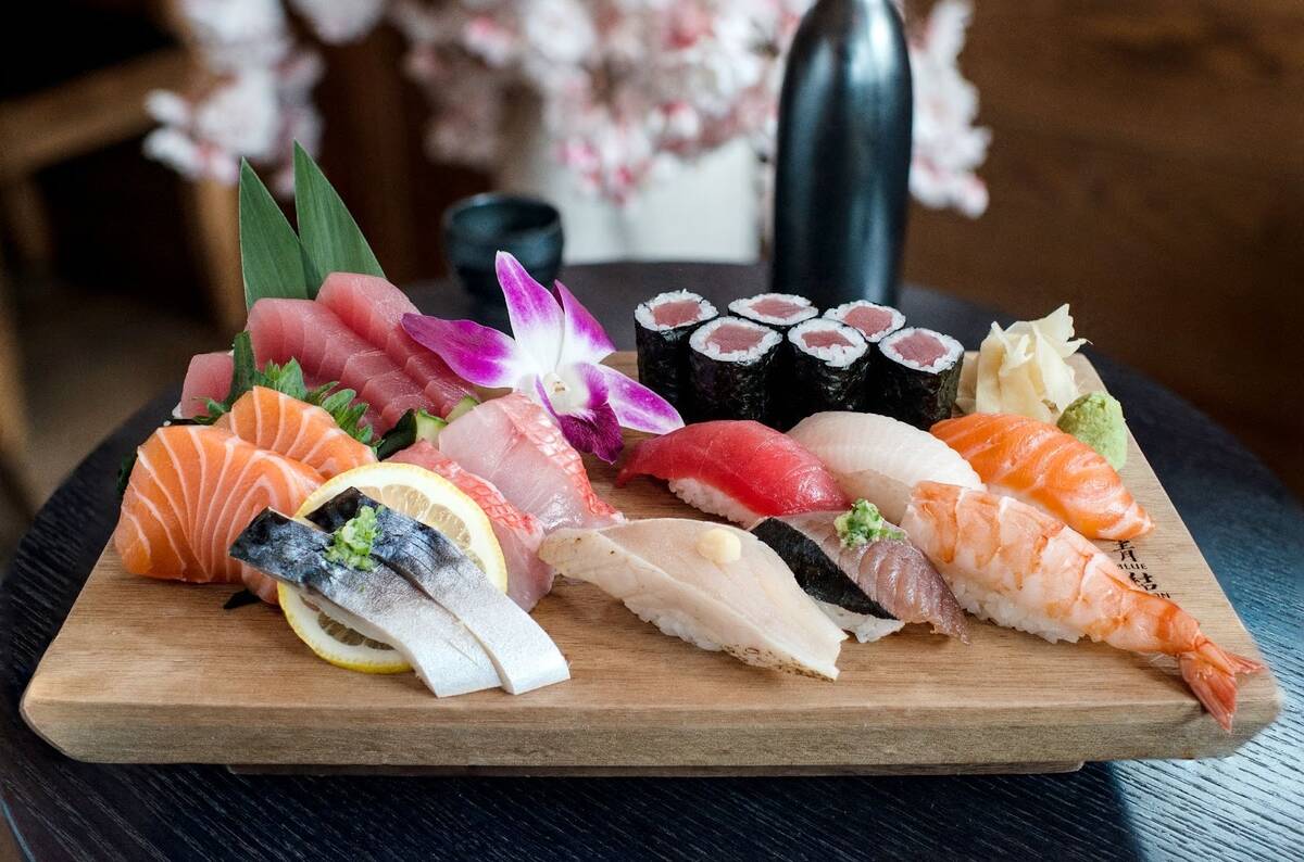 A sushi and sashimi platter from Blue Ribbon Sushi Bar & Grill, which is set to open in early 2 ...