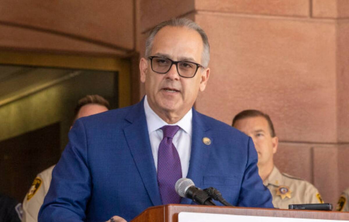 Superintendent Dr. Jesus Jara speaks during a news conference at the CCSD building in May 2023 ...