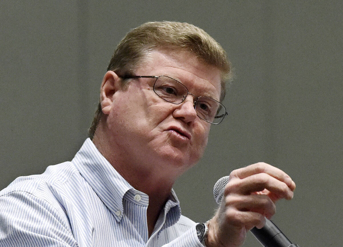 FILE - U.S. Rep. Mark Amodei answers a question during a town hall at the Reno Sparks Conventio ...