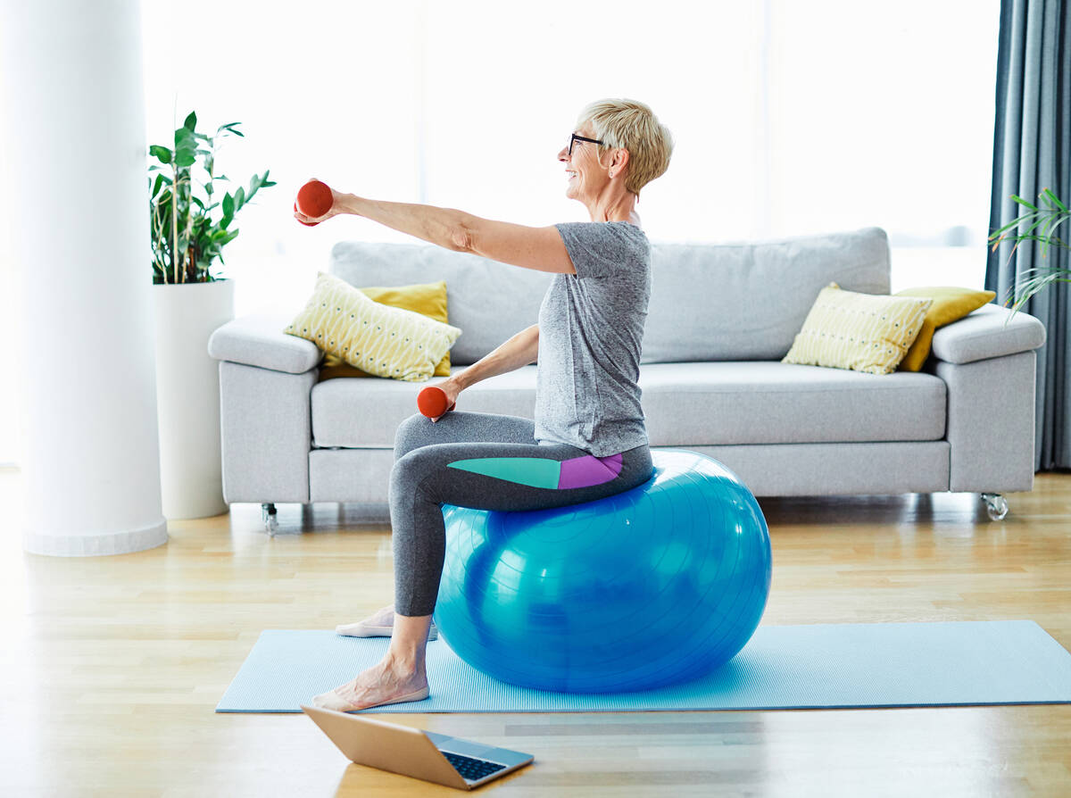 Working out with a stability ball will strengthen your core, which is important for the health ...