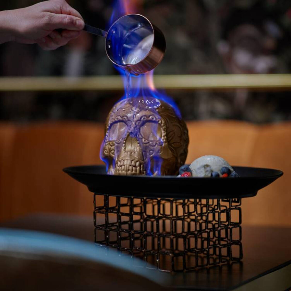 The Flaming Skull dessert at Chica in The Venetian on the Las Vegas Strip is named among the 50 ...