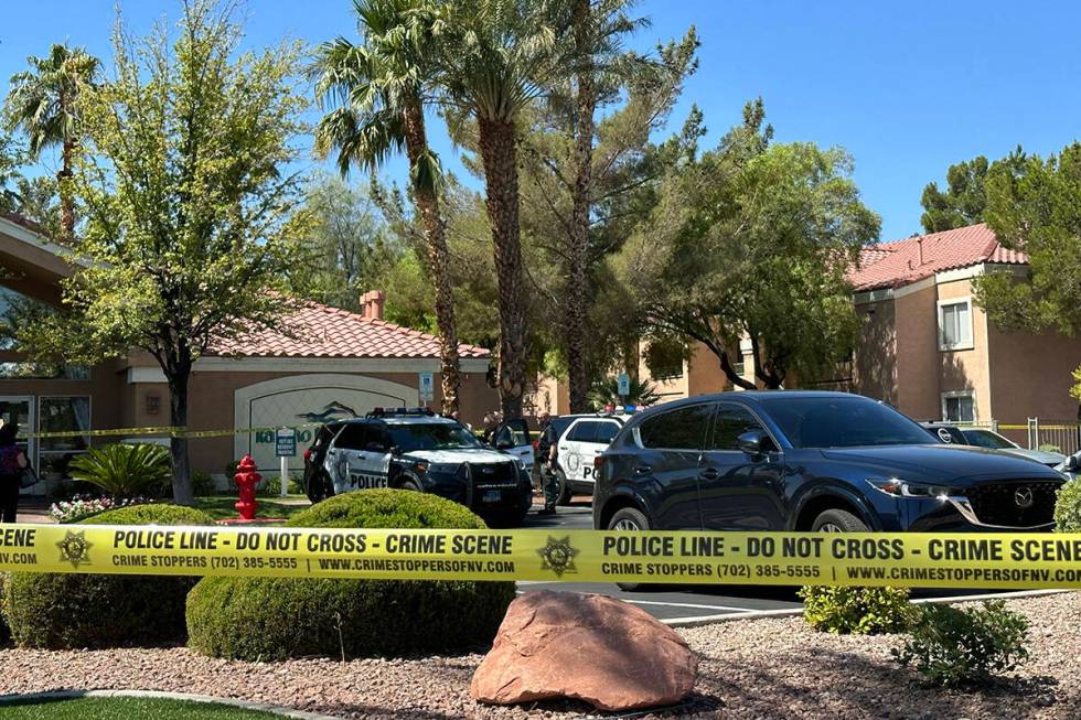 Police investigate after three people were found dead at the Rancho De Montana apartment comple ...