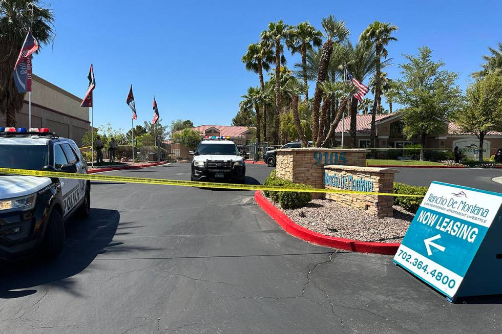 Police investigate after three people were found dead at the Rancho De Montana apartment comple ...