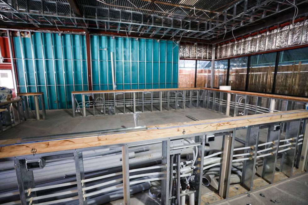 The bar area in the new Esther’s Kitchen under construction in the Arts District in Las ...