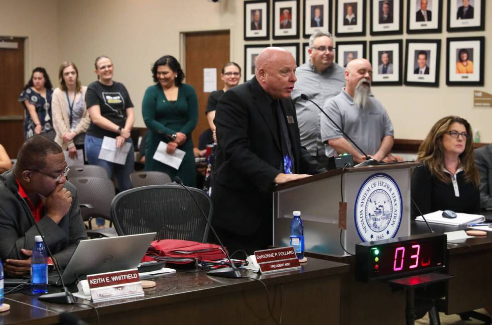 The Nevada System of Higher Education's Board of Regents discuss who should be their new Chance ...