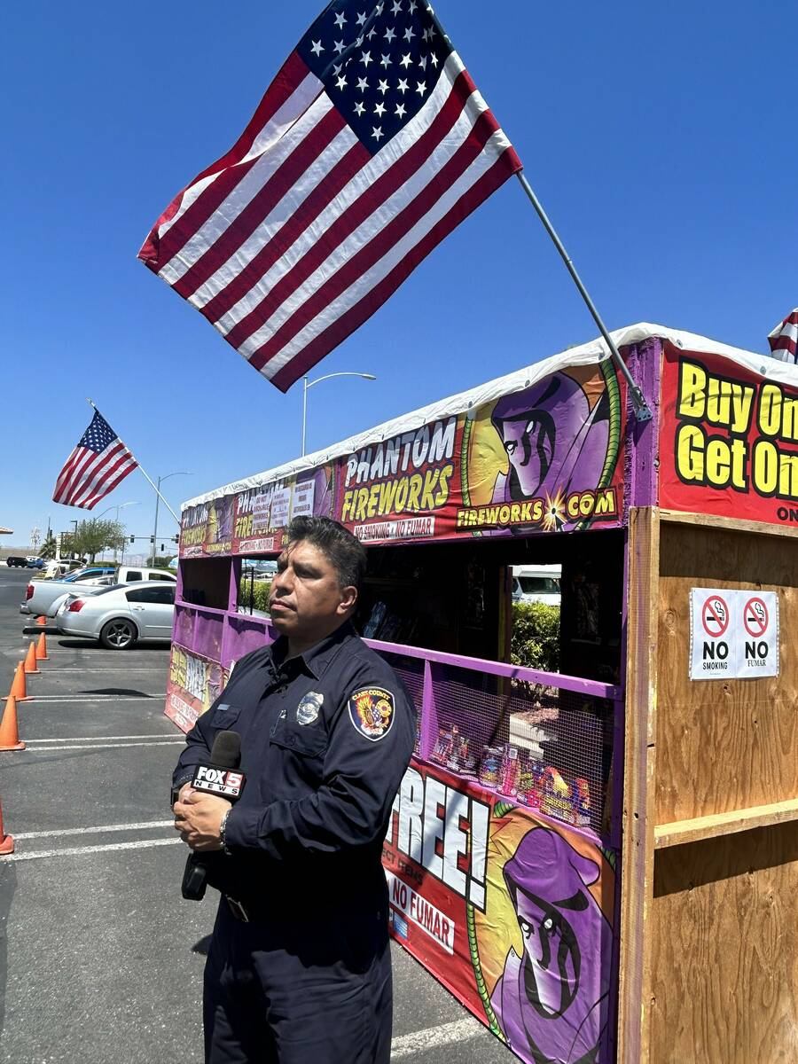 Martin Casillas, a fire inspector with the Clark County Fire Department, inspects one of the 10 ...