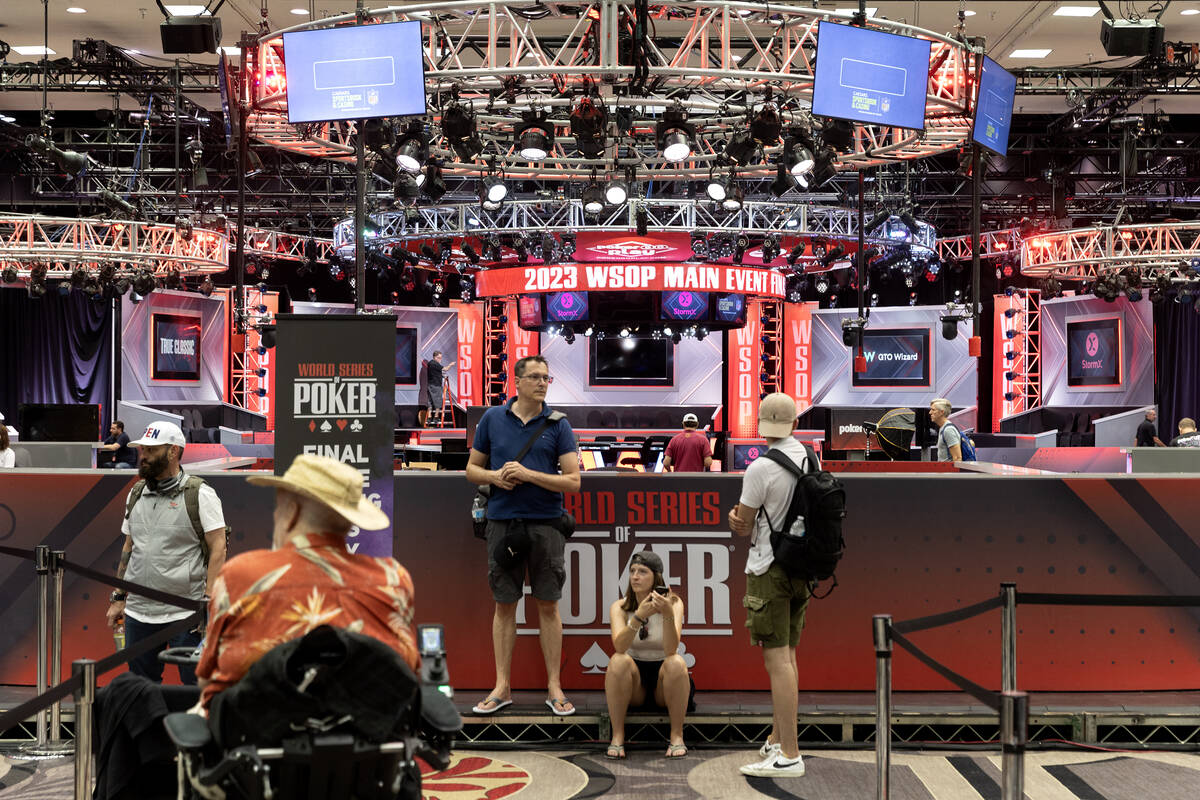 Spectators watch the World Series of Poker $10,000 buy-in No-limit Hold’em World Champio ...