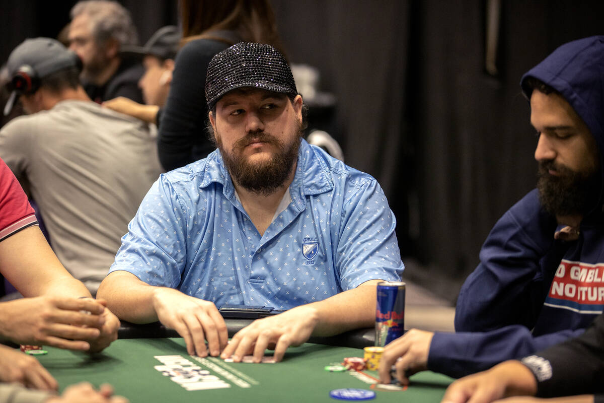 Shaun Deeb eyes his opponent during the World Series of Poker $10,000 buy-in No-limit Hold&#x20 ...