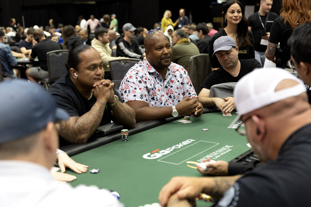 Players participate in the World Series of Poker $10,000 buy-in No-limit Hold’em World C ...